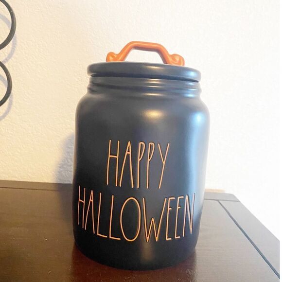 Rae Dunn Other - Rae dunn black happy Halloween canister